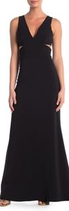 Black Deep V-Neck Cutout Gown